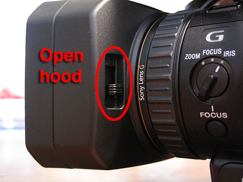 Open lens hood for Sony NX70